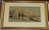 Anne Dorrien Smith, Fisherman mending Nets on the Beach, watercolour