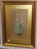 Full Length Portrait of a Young Girl standing in an Interior by Helene von Frauendorfer-Mühlthaler, 1898, watercolour and gouache, sold Feb 2016