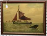 Frederick Harnack, Fishermen hauling in the Net, oil on board