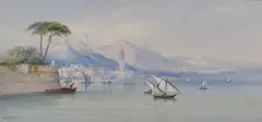 Edwin St. John, On Lake Como, watercolour and gouache