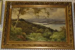 Frederick Dixey, Windermere from above Silverholme, watercolour