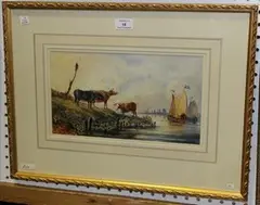 Joseph Murray Ince, Cattle on the Bank of a Dutch Canal, 1852, watercolour