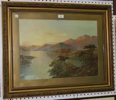 F. E. Jamieson, Highland Scene with Loch, oil on canvas