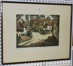 J. Lewis Stant, Relubbus near Penzance, colour etching