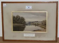 David Law, River Itchen, above Woodmill, 1871, watercolour