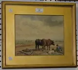 Richard Beavis, Tilling the Ground in Normandy - resting, watercolour