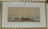 G. Wilson Lloyd, Coastal View with Fisherfolk bringing in the Catch, watercolour