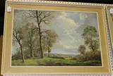 Richard Tearoe, Kentish Landscape with Oast Houses, oil on canvas