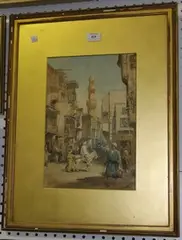 J. Whipple, Eastern Street Scene, watercolour