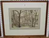 Ernest A. Sallis Benney, Preliminary Sketch for Saddlescombe, monochrome watercolour