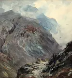 Alfred Heaton Cooper, Sheep on a Mountain, watercolour