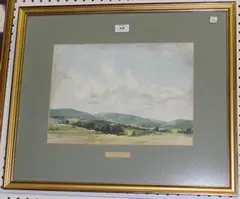 George Robert Rushton, On the Sussex Downs, watercolour