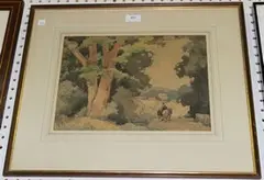 William Hyams, View of a Country Lane, watercolour