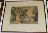 William Hyams, View of a Country Lane, watercolour