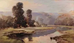 Baragwanath King, Early Morning, Devon, Valley of the Tavy, 1901, oil on canvas