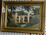 Betty Ryder, Pont Valentré, Cahors, oil on board