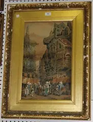 A. Cardinal, Continental Market Scene, watercolour with gouache