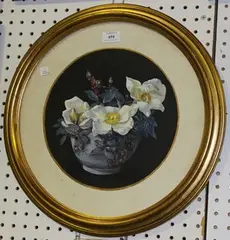 Margaret Stone, Mermaid Rose' (Tondo Still Life Study), 1935, watercolour