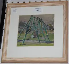John Powell, Swings looking towards Kinder Scout', late 20th Century, gouache