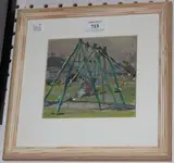 John Powell, Swings looking towards Kinder Scout', late 20th Century, gouache