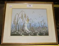 Jane Finch, Young Girl in a Fantasy Landscape, watercolour