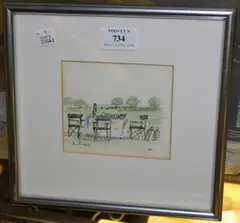 Hugh Casson, The Picnic, watercolour and ink