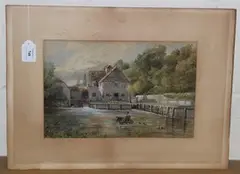 F.G. Coleman, View of a Watermill, 1871, watercolour and gouache