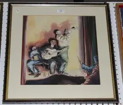 M. O'Shaughnessy, Musicians on Stage, watercolour