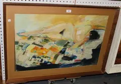 Claire Spencer, Nude on a Patchwork Quilt, pastel