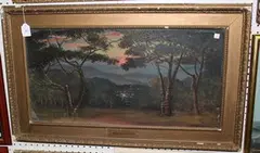 E. Wenlock, Landscape at Twilight, 1919, watercolour with touches of gouache