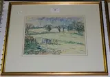 Walter Durac Barnett, In Totman's Fields, Essex' and 'Elms near Stansted, Essex, a pair of pastel and coloured chalks