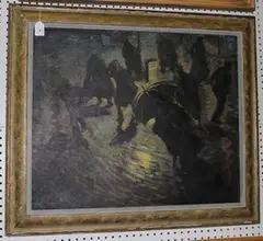 John A. Sunsom, Rush Hour, oil on canvas