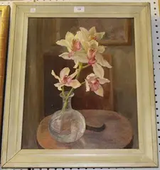 Gillian Whaite, Orchids in a Glass, 1978, oil on canvas