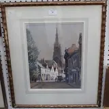 Tom Campbell, A Street in Bruges, watercolour and gouache