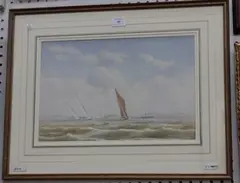 John Christian Schetky, Racing Cutters in the Mouth of the Medway, watercolour
