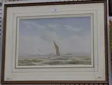 John Christian Schetky, Racing Cutters in the Mouth of the Medway, watercolour