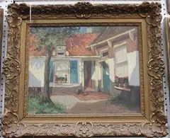 Johan Hendrik Kaemmerer, View of a Sunlit Courtyard, oil on canvas