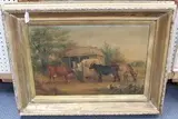 E.F. Holt, Cattle feeding and drinking, 1906, oil on canvas