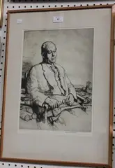 Malcolm Osborne, Portrait of Wilfred E. Billinghame, monochrome etching
