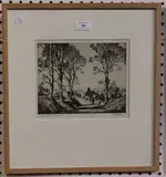 Freda Marston, The Sussex Downs, near Arundel' and 'Winter Sunshine (Hadleigh Suffolk)', a near pair of monochrome etchings, both signed and titled in pencil
