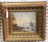 N. Purht, Coastal View, oil on canvas