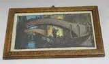 Frank Brangwyn, Gondola passing under a Bridge in Venice, colour etching