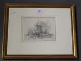 Edward William Cooke, Een Water Molen, Loenen, bÿ Utrecht' (View of a Watermill), pencil drawing