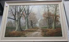 Country Lane in Autumn by David Mead, oil on canvas, sold Oct 2015
