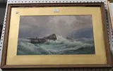 George Stanfield Walters, Sailing Barge anchored in Stormy Waters, 1872, watercolour with gouache
