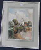 Louis Burleigh Bruhl, View of a Mill by a River, watercolour