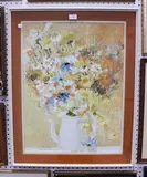 Denise Bourdouxhe, Still Life Study of Flowers in a Teapot, 1962, oil on board