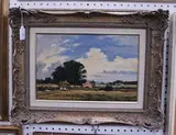 John Harwood, Figures and Cottage in a Rural Landscape, oil on canvas