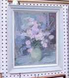 Gyula Sajó, Study of Pink Flowers, 1961, oil on board