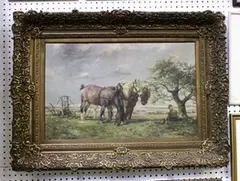 Wilhelm Westerop, Plough Team at Rest, oil on canvas